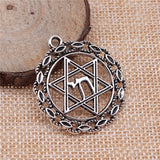 WYSIWYG 4pcs 38x35mm Star Of David Round Charm Antique Silver Color Star Of David Charm Star Of David Charm
