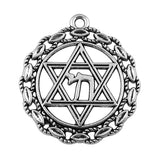 WYSIWYG 4pcs 38x35mm Star Of David Round Charm Antique Silver Color Star Of David Charm Star Of David Charm