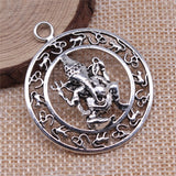 WYSIWYG 4pcs 38x38mm Antique Silver Color Indian Elephant God Om Charms Pendant For Jewelry Making DIY Jewelry Findings