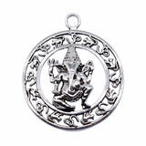 WYSIWYG 4pcs 38x38mm Antique Silver Color Indian Elephant God Om Charms Pendant For Jewelry Making DIY Jewelry Findings
