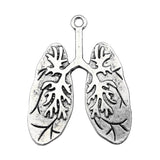WYSIWYG 4pcs 39x30mm Human Lung Charm Pendants For Jewelry Making Antique Silver Color Lung Pendants Charm Lung