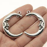 WYSIWYG 4pcs 39x30mm Moon Charms DIY Jewelry Findings Antique Silver Color Antique Bronze Color For Jewelry Making