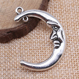 WYSIWYG 4pcs 39x30mm Moon Charms DIY Jewelry Findings Antique Silver Color Antique Bronze Color For Jewelry Making