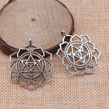 WYSIWYG 4pcs 39x32mm Mandala Flower Pendants Charm Mandala Pattern Pendants Charm Mandala Pattern Charm