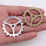 WYSIWYG 4pcs 40mm Gear Steampunk Charms Pendant DIY Jewelry Findings 2 Colors Antique Silver Color Antique Bronze Tone