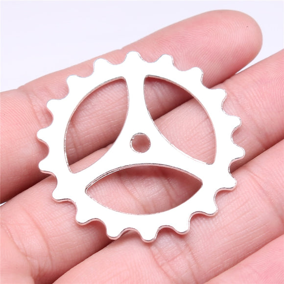 WYSIWYG 4pcs 40mm Gear Steampunk Charms Pendant DIY Jewelry Findings 2 Colors Antique Silver Color Antique Bronze Tone