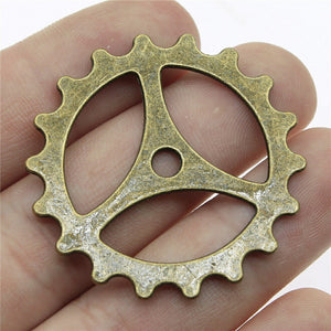 WYSIWYG 4pcs 40mm Gear Steampunk Charms Pendant DIY Jewelry Findings 2 Colors Antique Silver Color Antique Bronze Tone