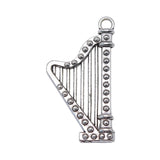 WYSIWYG 4pcs 40x21mm Pendant Harp Musical Instruments Harp Charm Pendants For Jewelry Making Antique Silver Color Harp Pendants
