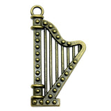 WYSIWYG 4pcs 40x21mm Pendant Harp Musical Instruments Harp Charm Pendants For Jewelry Making Antique Silver Color Harp Pendants