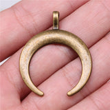 WYSIWYG 4pcs 40x33mm Crescent Moon Charm Horn Pendants For Jewelry Making Antique Bronze Antique Silver Color Horn Pendant
