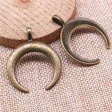 WYSIWYG 4pcs 40x33mm Crescent Moon Charm Horn Pendants For Jewelry Making Antique Bronze Antique Silver Color Horn Pendant