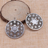 WYSIWYG 4pcs 40x35mm The Flower Of Life The Seed Of Life Charms For Jewelry Making Antique Silver Color Charms