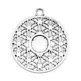 WYSIWYG 4pcs 40x35mm The Flower Of Life The Seed Of Life Charms For Jewelry Making Antique Silver Color Charms