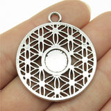 WYSIWYG 4pcs 40x35mm The Flower Of Life The Seed Of Life Charms For Jewelry Making Antique Silver Color Charms