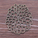WYSIWYG 4pcs 40x49mm Motif Flower Charms For Jewelry Making Antique Bronze Color Jewelry Findings Accessories
