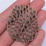 WYSIWYG 4pcs 40x49mm Motif Flower Charms For Jewelry Making Antique Bronze Color Jewelry Findings Accessories