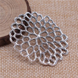 WYSIWYG 4pcs 40x49mm Motif Flower Charms For Jewelry Making Antique Bronze Color Jewelry Findings Accessories