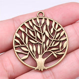 WYSIWYG 4pcs 41x37mm Round Tree Charms Pendants For Jewelry Making 2 Colors Antique Silver Plated Antique Bronze Plated