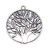 WYSIWYG 4pcs 41x37mm Round Tree Charms Pendants For Jewelry Making 2 Colors Antique Silver Plated Antique Bronze Plated