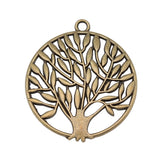 WYSIWYG 4pcs 41x37mm Round Tree Charms Pendants For Jewelry Making 2 Colors Antique Silver Plated Antique Bronze Plated