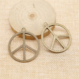 4 colgantes de 42 mm con el símbolo de la paz, para bisutería, 2 colores, EF3597