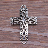 4 conectores de cruz de flores de 42 x 27 mm para hacer pulseras y collares (ef4468)