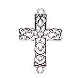 4 conectores de cruz de flores de 42 x 27 mm para hacer pulseras y collares (ef4468)
