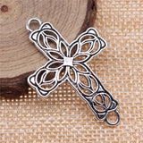 4 conectores de cruz de flores de 42 x 27 mm para hacer pulseras y collares (ef4468)