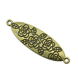 WYSIWYG 4pcs 43x13mm Double Sided Flower Pattern Connector Charms For Jewelry Making Antique Bronze Color Charms