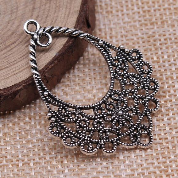 WYSIWYG 4pcs 43x31mm Antique Silver Color Earring Connector For Jewelry Making DIY Jewelry Findings