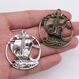 WYSIWYG 4pcs 43x39mm Pendant Pirate Sailboat Pirate Sailboat Charm Pendants Antique Silver Color Sailboat Pendants