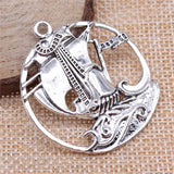 WYSIWYG 4pcs 43x39mm Pendant Pirate Sailboat Pirate Sailboat Charm Pendants Antique Silver Color Sailboat Pendants