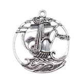 WYSIWYG 4pcs 43x39mm Pendant Pirate Sailboat Pirate Sailboat Charm Pendants Antique Silver Color Sailboat Pendants