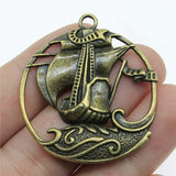 WYSIWYG 4pcs 43x39mm Pendant Pirate Sailboat Pirate Sailboat Charm Pendants Antique Silver Color Sailboat Pendants