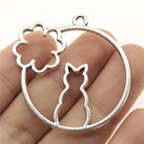 WYSIWYG 4pcs 43x41mm Cat Flower Shape Metal Frame Charm Cat Setting Uv Resin Pendant Flower Cat Shape Metal Frame Pendants