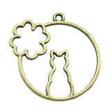 WYSIWYG 4pcs 43x41mm Cat Flower Shape Metal Frame Charm Cat Setting Uv Resin Pendant Flower Cat Shape Metal Frame Pendants