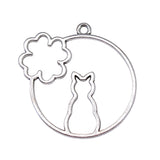 WYSIWYG 4pcs 43x41mm Cat Flower Shape Metal Frame Charm Cat Setting Uv Resin Pendant Flower Cat Shape Metal Frame Pendants