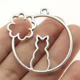 WYSIWYG 4pcs 43x41mm Cat Flower Shape Metal Frame Charm Cat Setting Uv Resin Pendant Flower Cat Shape Metal Frame Pendants