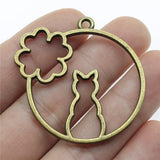 WYSIWYG 4pcs 43x41mm Cat Flower Shape Metal Frame Charm Cat Setting Uv Resin Pendant Flower Cat Shape Metal Frame Pendants