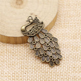 WYSIWYG 4pcs 44x22mm Peacock Charms DIY Jewelry Findings Antique Silver Color Antique Bronze Color For Jewelry Making