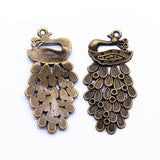 WYSIWYG 4pcs 44x22mm Peacock Charms DIY Jewelry Findings Antique Silver Color Antique Bronze Color For Jewelry Making