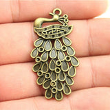 WYSIWYG 4pcs 44x22mm Peacock Charms DIY Jewelry Findings Antique Silver Color Antique Bronze Color For Jewelry Making