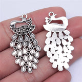 WYSIWYG 4pcs 44x22mm Peacock Charms DIY Jewelry Findings Antique Silver Color Antique Bronze Color For Jewelry Making