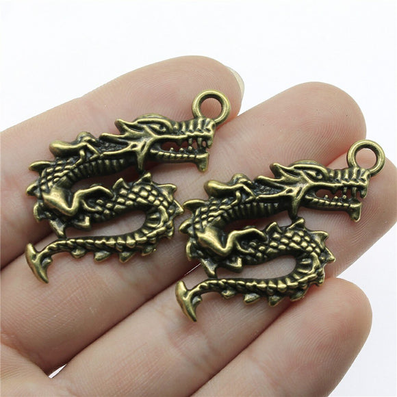 WYSIWYG 4pcs 44x24mm Dragon Charms Antique Bronze Color For DIY Jewelry Making Zinc Alloy Charms Pendant Jewelry Findings
