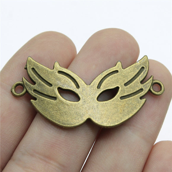 WYSIWYG 4pcs 45x23mm Mask Connector Charms For Jewelry Making Vintage Antique Bronze Color Jewelry Findings