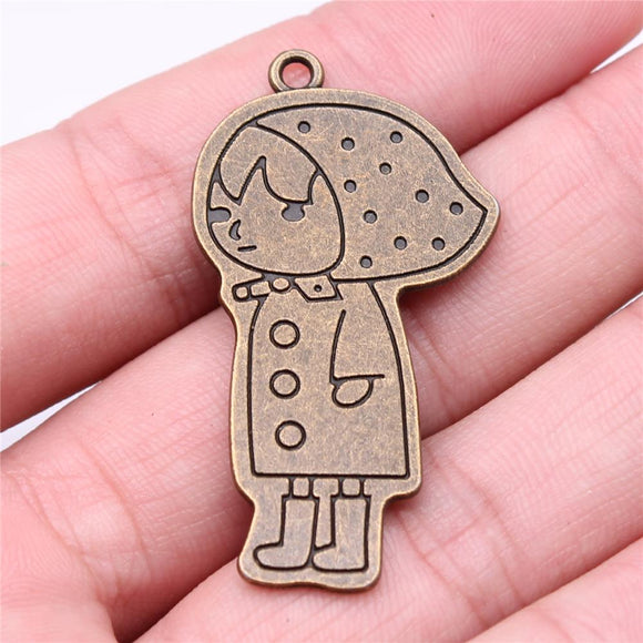 WYSIWYG 4pcs 45x24mm Girl Charms Antique Bronze Color Charms For Jewelry Making Jewelry Findings