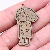 WYSIWYG 4pcs 45x24mm Girl Charms Antique Bronze Color Charms For Jewelry Making Jewelry Findings