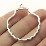 WYSIWYG 4pcs 45x39mm Shell Shape Metal Frame Charm Uv Resin Epoxy Cabochon Setting Bezel Setting Photo Frame
