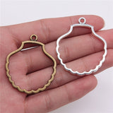 WYSIWYG 4pcs 45x39mm Shell Shape Metal Frame Charm Uv Resin Epoxy Cabochon Setting Bezel Setting Photo Frame
