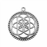 WYSIWYG 4pcs 45x40mm The Flower Of Life The Seed Of Life Charms For Jewelry Making Antique Silver Color Charms